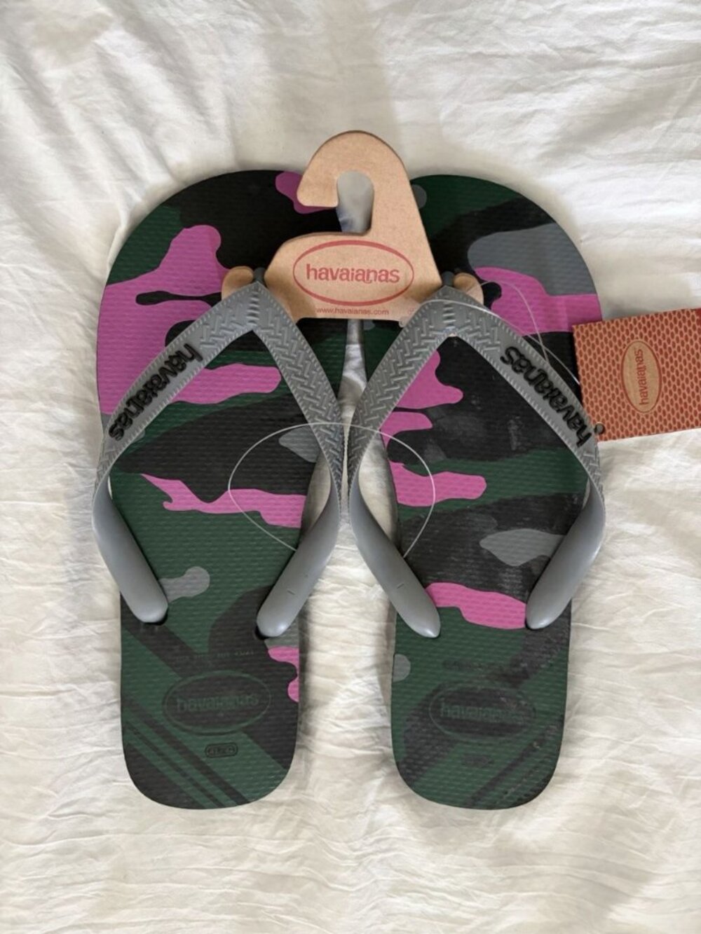 HAVAIANAS Men 9/10 Shoes Sandals Slides Thongs Camo Pink/green/black New